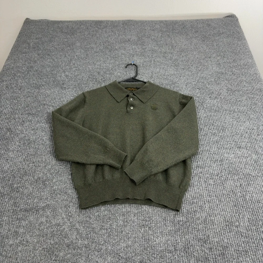 Eildon Hills Sweater‎ Youth XL Green Merino Wool Long Sleeve Polo Classic Casual